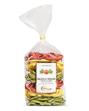 Яичная паста ручной работы Тальятелли триколор с помидорами , шпинатом и свеклой Pirro 250 г