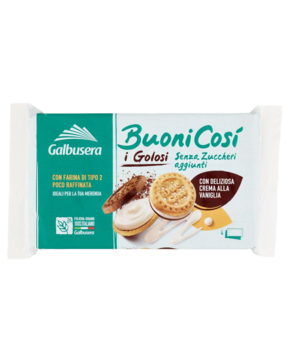 Печенье круглое с прослойкой ванильного крема Buoni Cosi Galbusera Без сахара 160г
