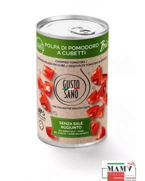 Органические помидоры резаные в собственном соку 400 гр. (без добавления соли и сахара) Gusto Sano