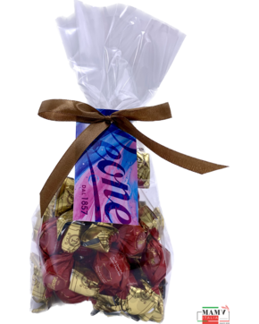 Конфеты из темного о шоколада с Фундуком в мягком пакете с лентой без глютена 200 гр. Leone
