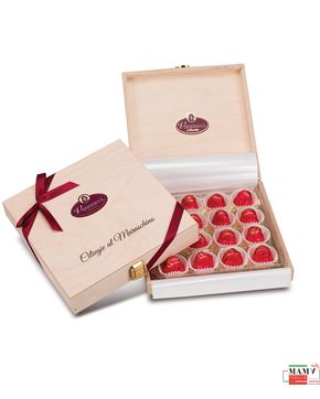 Элегантная подарочная деревянная коробка шоколадных конфет Вишня с ликером Maraschino 220 гр. Vannucci